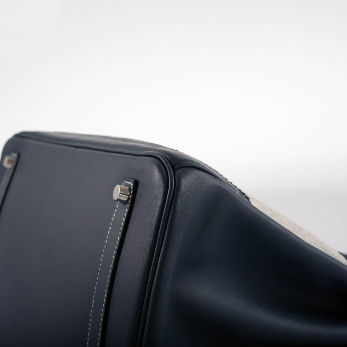 Hermes Ghillies Birkin 35 Blue de Prusse Swift & Toile with Palladium Hardware Hermes