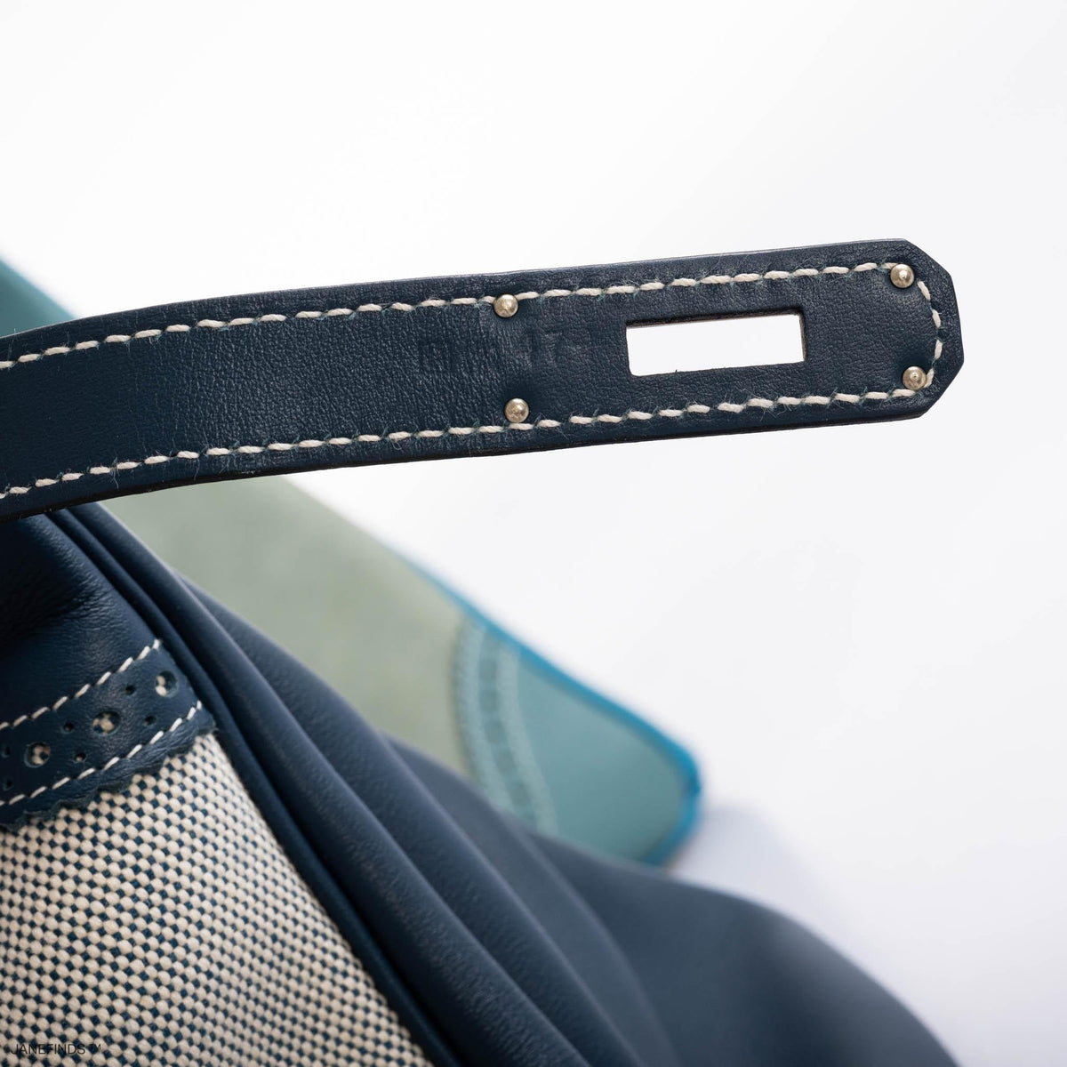 Hermes Ghillies Birkin 35 Ciel Doblis, Turquoise Togo & Blue Jean Swift with Palladium Hardware Hermes