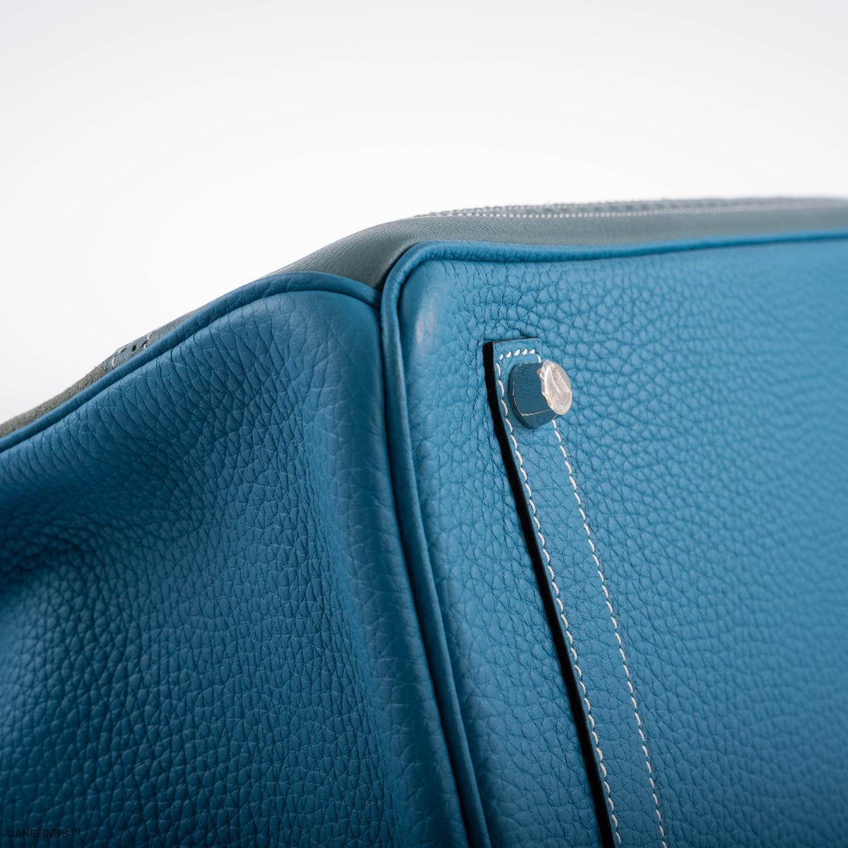 Hermes Ghillies Birkin 35 Ciel Doblis, Turquoise Togo & Blue Jean Swift with Palladium Hardware Hermes