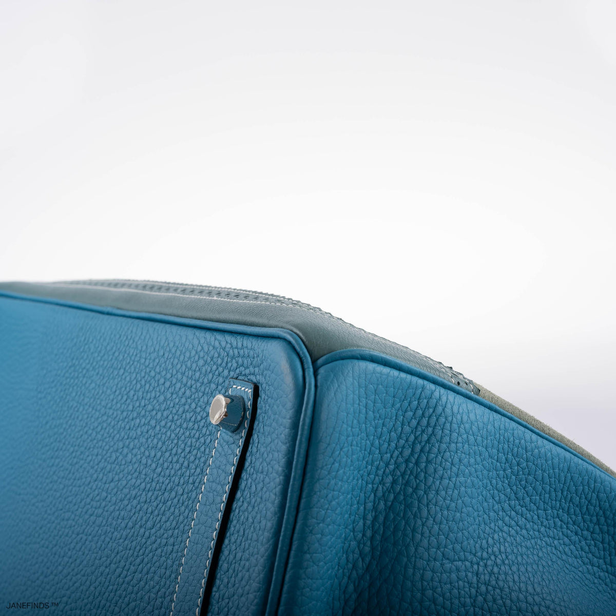 Hermes Ghillies Birkin 35 Ciel Doblis, Turquoise Togo & Blue Jean Swift with Palladium Hardware Hermes