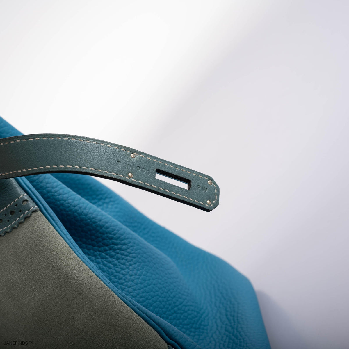 Hermes Ghillies Birkin 35 Ciel Doblis, Turquoise Togo & Blue Jean Swift with Palladium Hardware Hermes