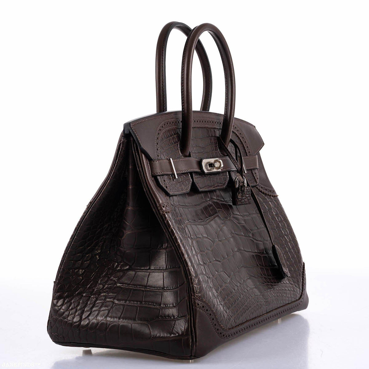 Hermes Ghillies Birkin 35 Matte Ebene Alligator & Swift with Palladium Hardware Hermes
