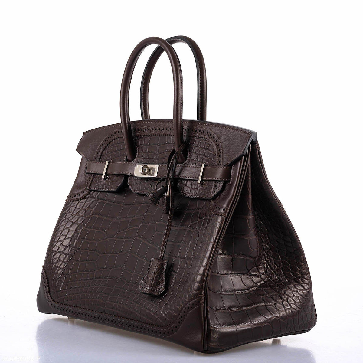 Hermes Ghillies Birkin 35 Matte Ebene Alligator & Swift with Palladium Hardware Hermes