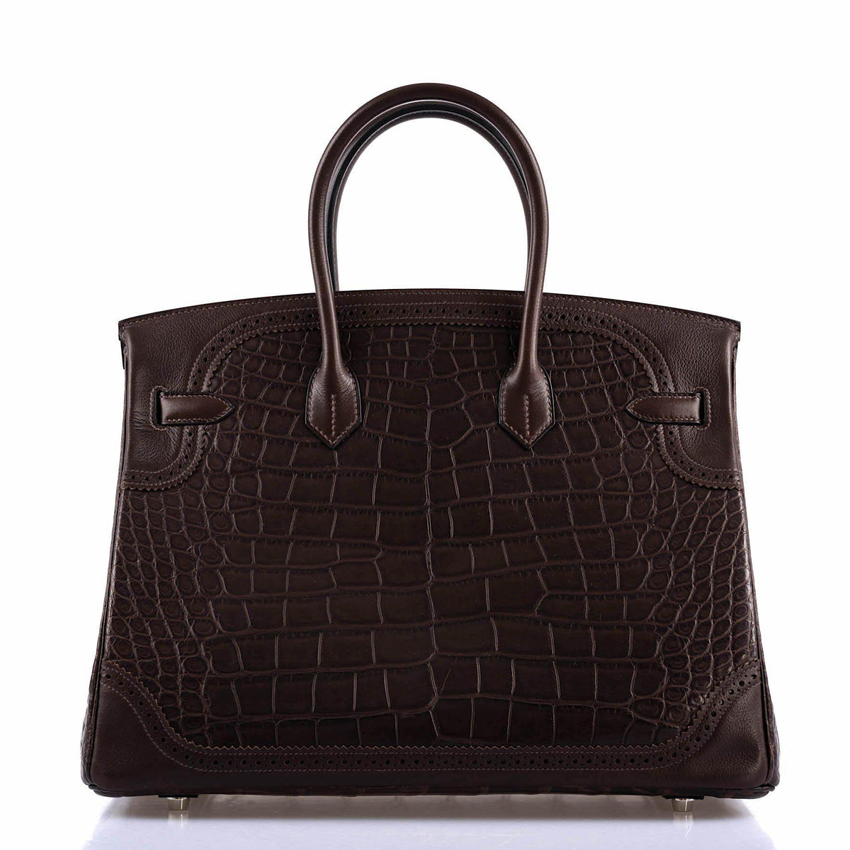 Hermes Ghillies Birkin 35 Matte Ebene Alligator & Swift with Palladium Hardware Hermes