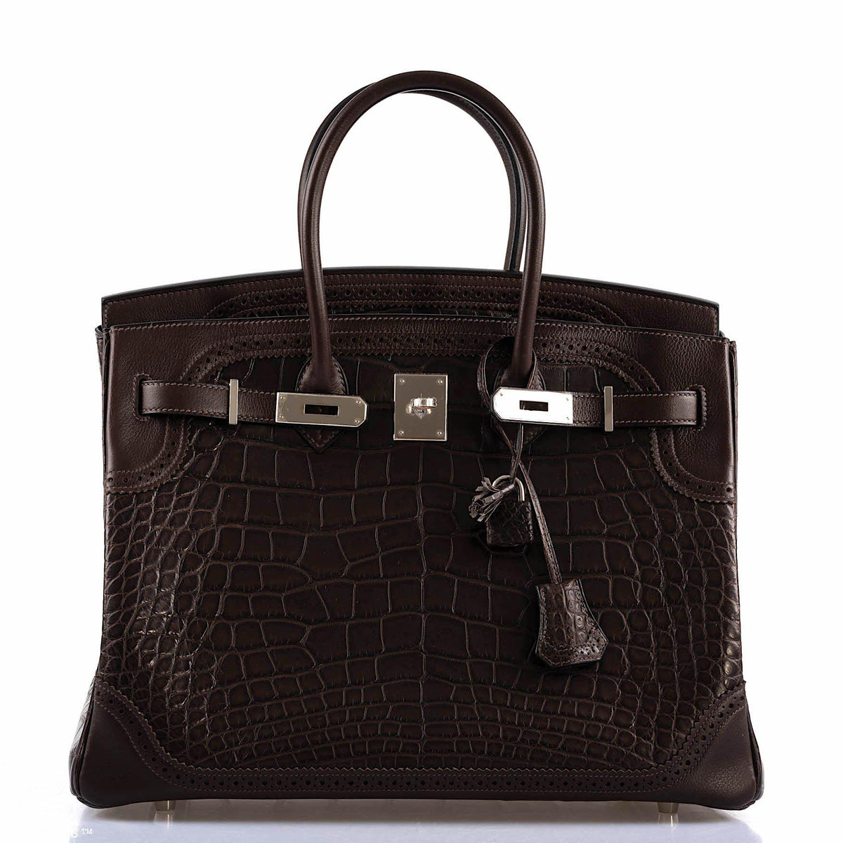 Hermes Ghillies Birkin 35 Matte Ebene Alligator & Swift with Palladium Hardware Hermes