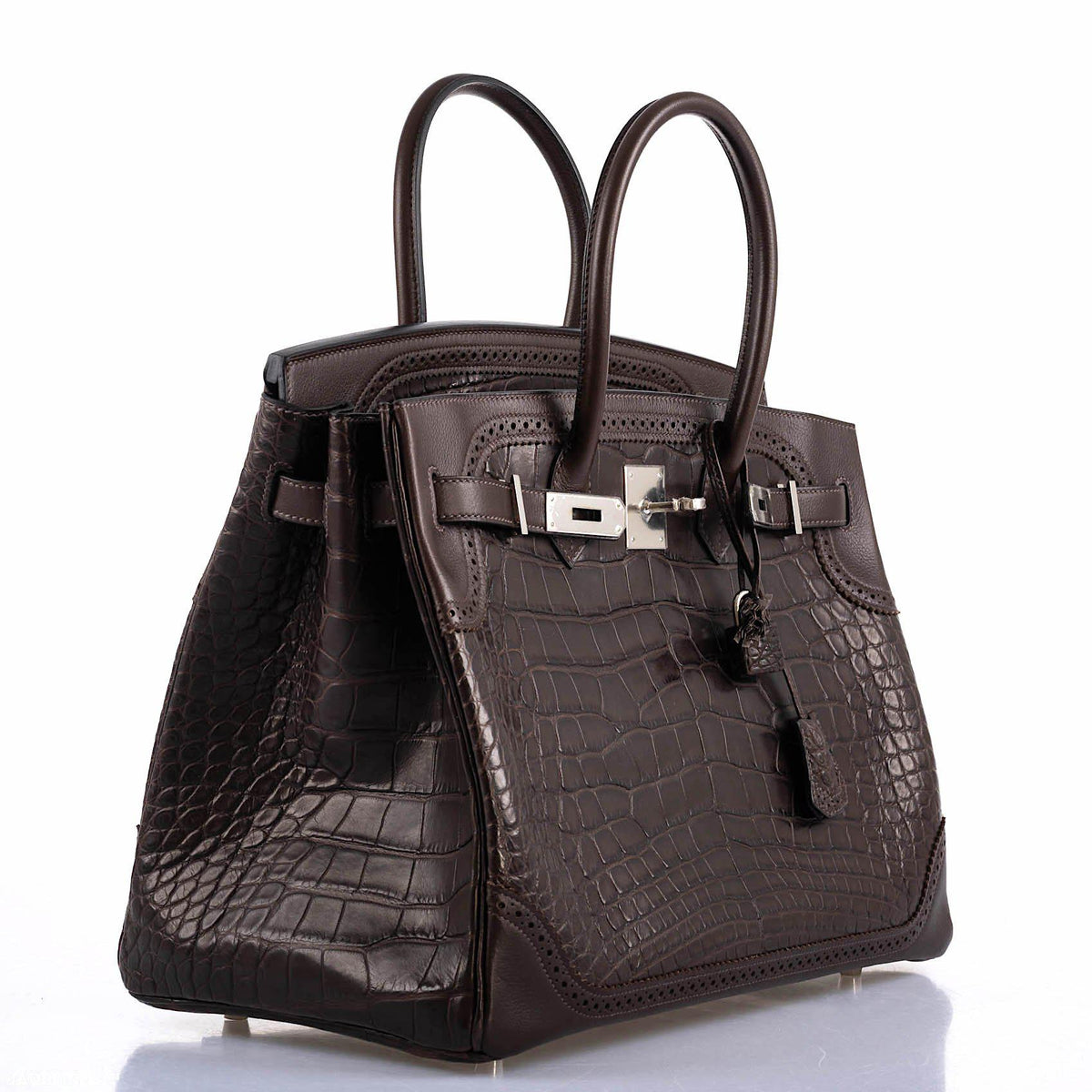 Hermes Ghillies Birkin 35 Matte Ebene Alligator & Swift with Palladium Hardware Hermes