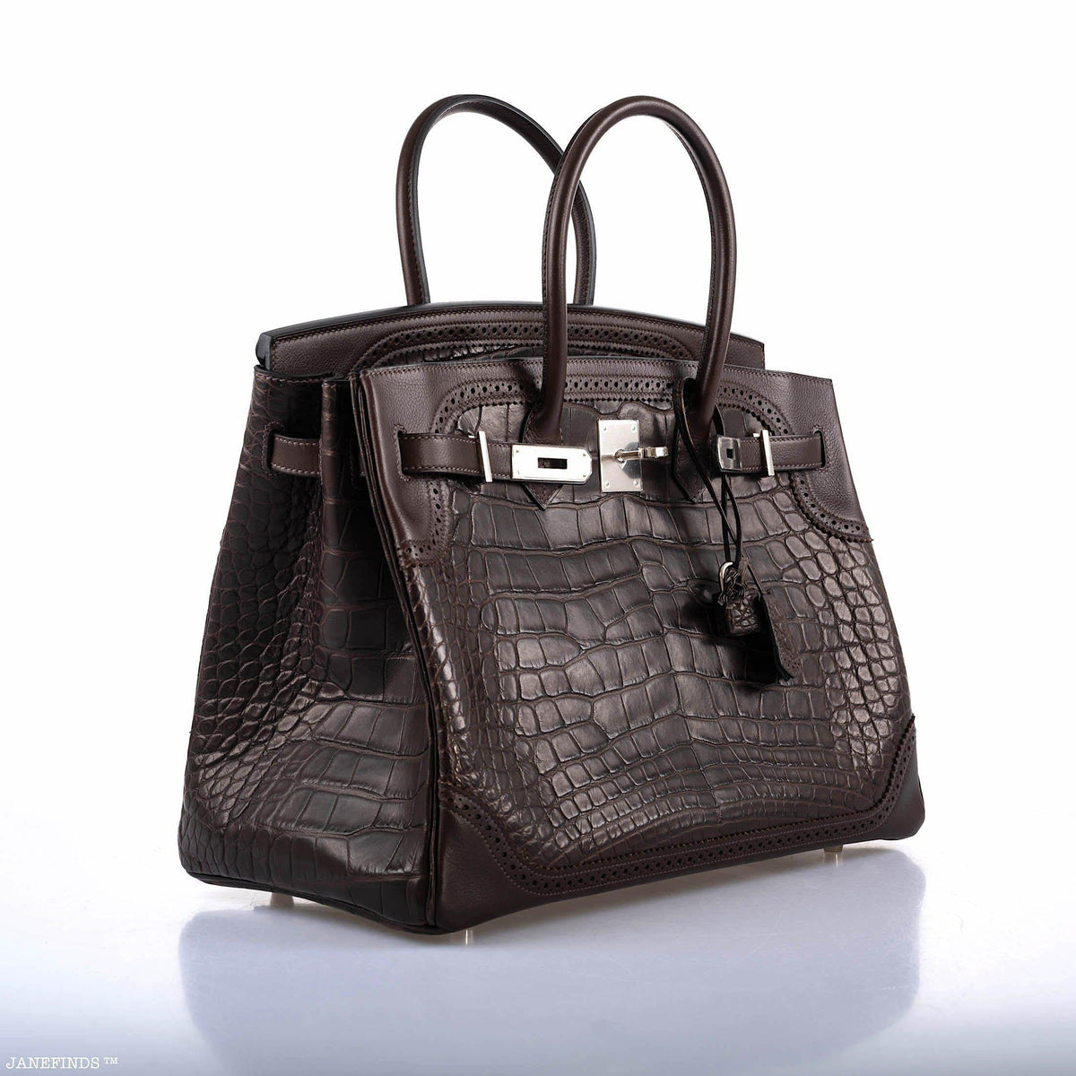 Hermes Ghillies Birkin 35 Matte Ebene Alligator & Swift with Palladium Hardware Hermes