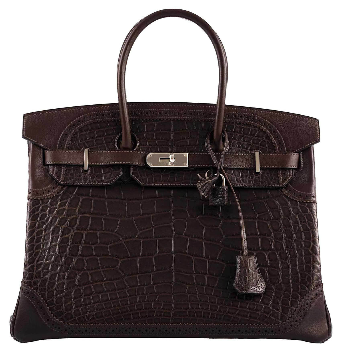 Hermes Ghillies Birkin 35 Matte Ebene Alligator & Swift with Palladium Hardware Hermes