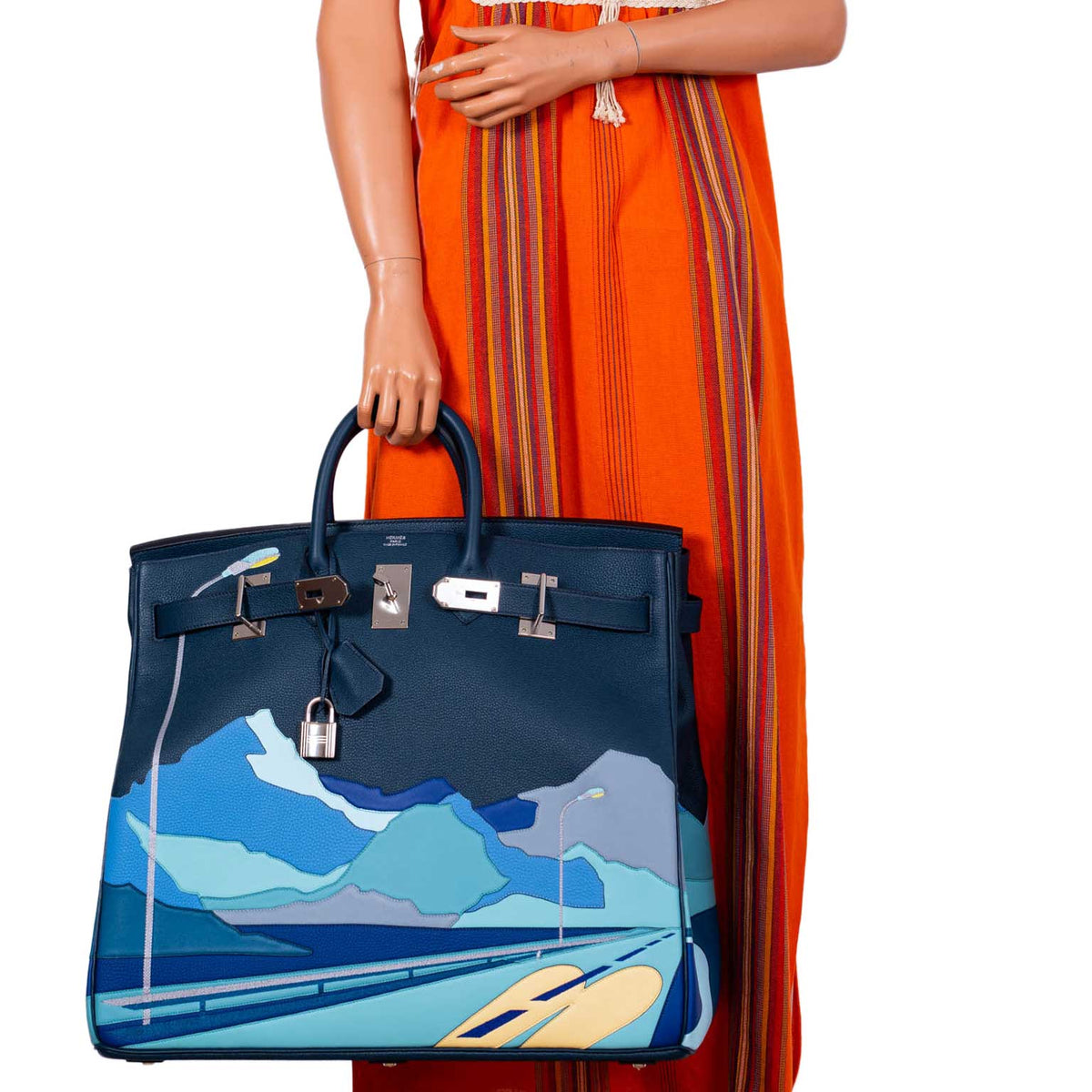 Hermes HAC Birkin 50 "Endless Road" Limited, Bleu de Prusse Togo Palladium Hardware Hermes