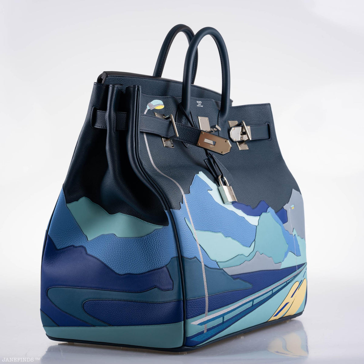 Hermes HAC Birkin 50 "Endless Road" Limited, Bleu de Prusse Togo Palladium Hardware Hermes