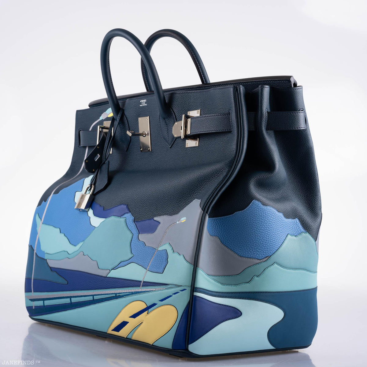 Hermes HAC Birkin 50 "Endless Road" Limited, Bleu de Prusse Togo Palladium Hardware Hermes