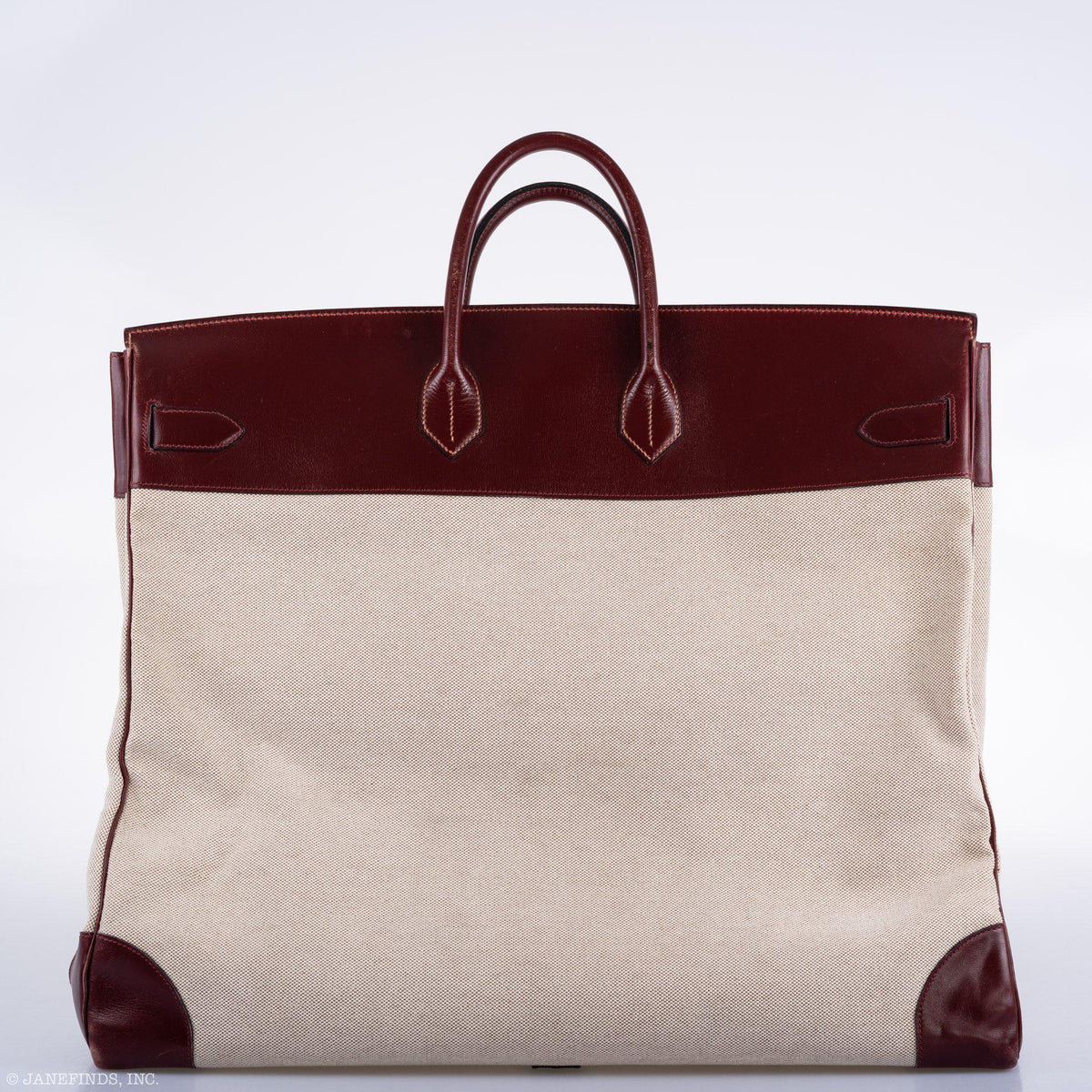 Hermes HAC Birkin 55 Toile & Rouge H Box with Gold Hardware Hermes