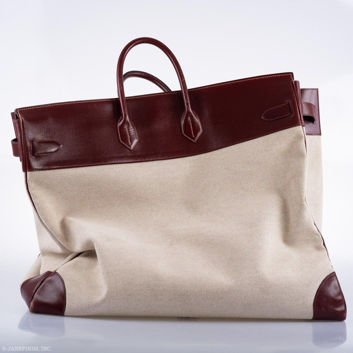 Hermes HAC Birkin 55 Toile & Rouge H Box with Gold Hardware Hermes
