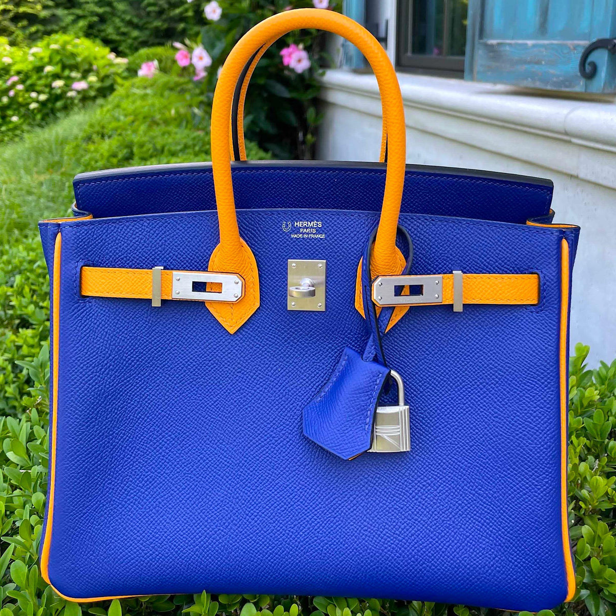 Hermes HSS Birkin 25 Jaune D’Or & Blue Electric Epsom Brushed Palladium Hardware Hermes