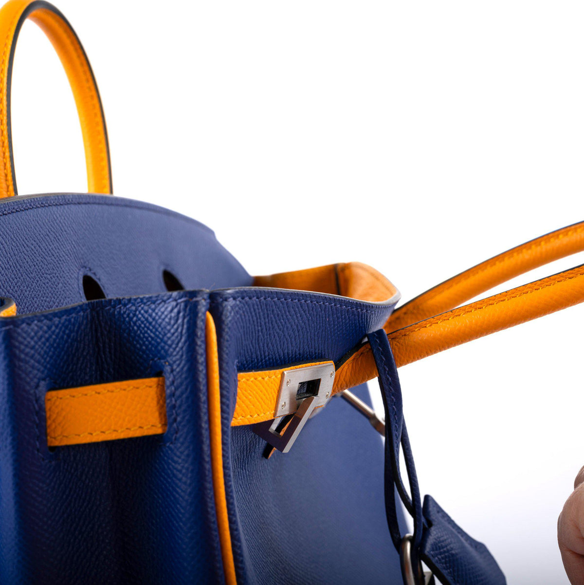 Hermes HSS Birkin 25 Jaune D’Or & Blue Electric Epsom Brushed Palladium Hardware Hermes