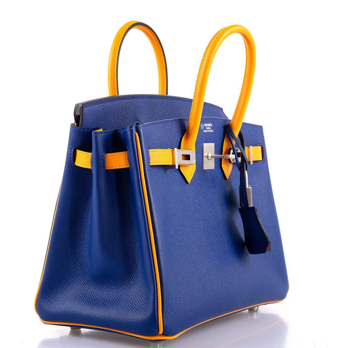 Hermes HSS Birkin 25 Jaune D’Or & Blue Electric Epsom Brushed Palladium Hardware Hermes