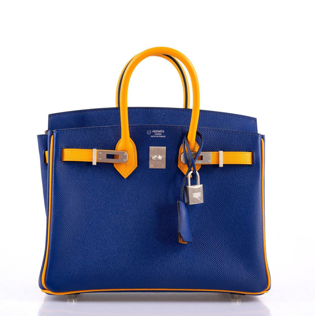 Hermes HSS Birkin 25 Jaune D’Or & Blue Electric Epsom Brushed Palladium Hardware Hermes