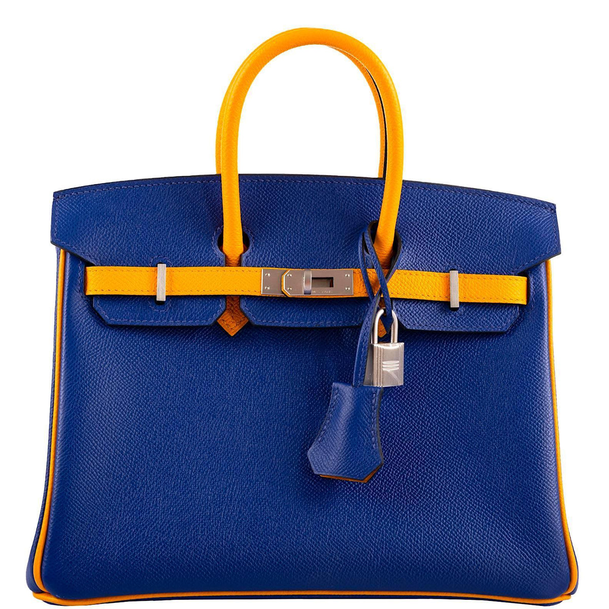 Hermes HSS Birkin 25 Jaune D’Or & Blue Electric Epsom Brushed Palladium Hardware Hermes
