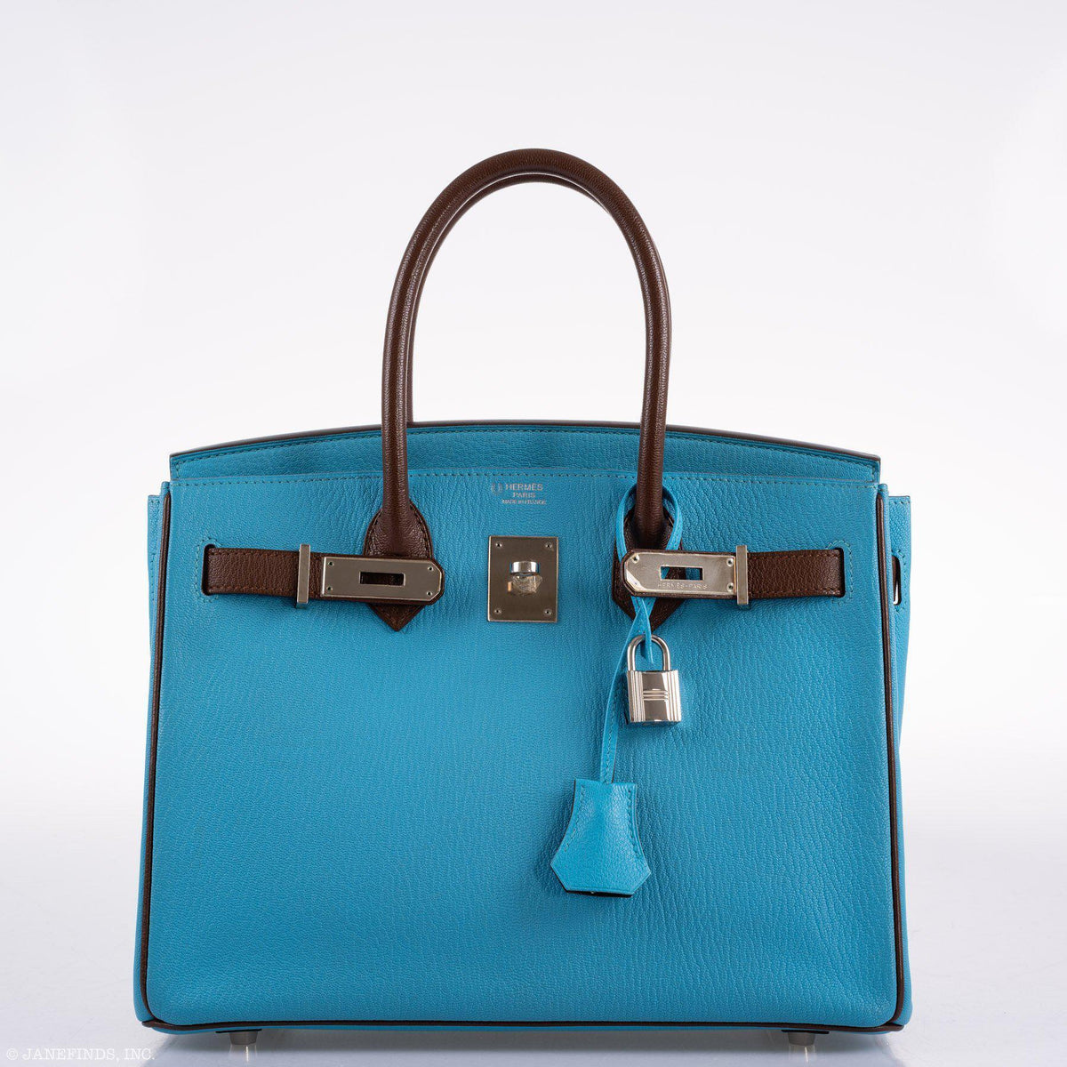 Hermes HSS Birkin 30 Blue Aztec & Havane Chevre with Palladium Hardware Hermes