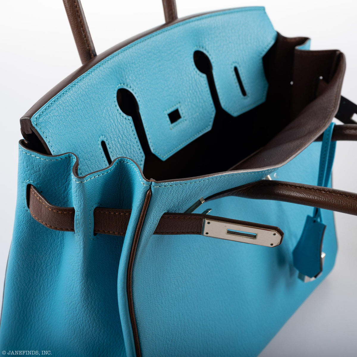 Hermes HSS Birkin 30 Blue Aztec & Havane Chevre with Palladium Hardware Hermes