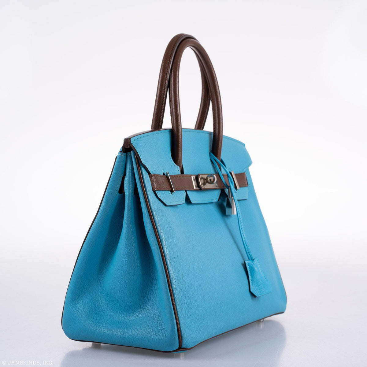 Hermes HSS Birkin 30 Blue Aztec & Havane Chevre with Palladium Hardware Hermes