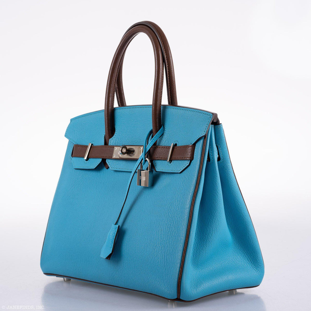 Hermes HSS Birkin 30 Blue Aztec & Havane Chevre with Palladium Hardware Hermes