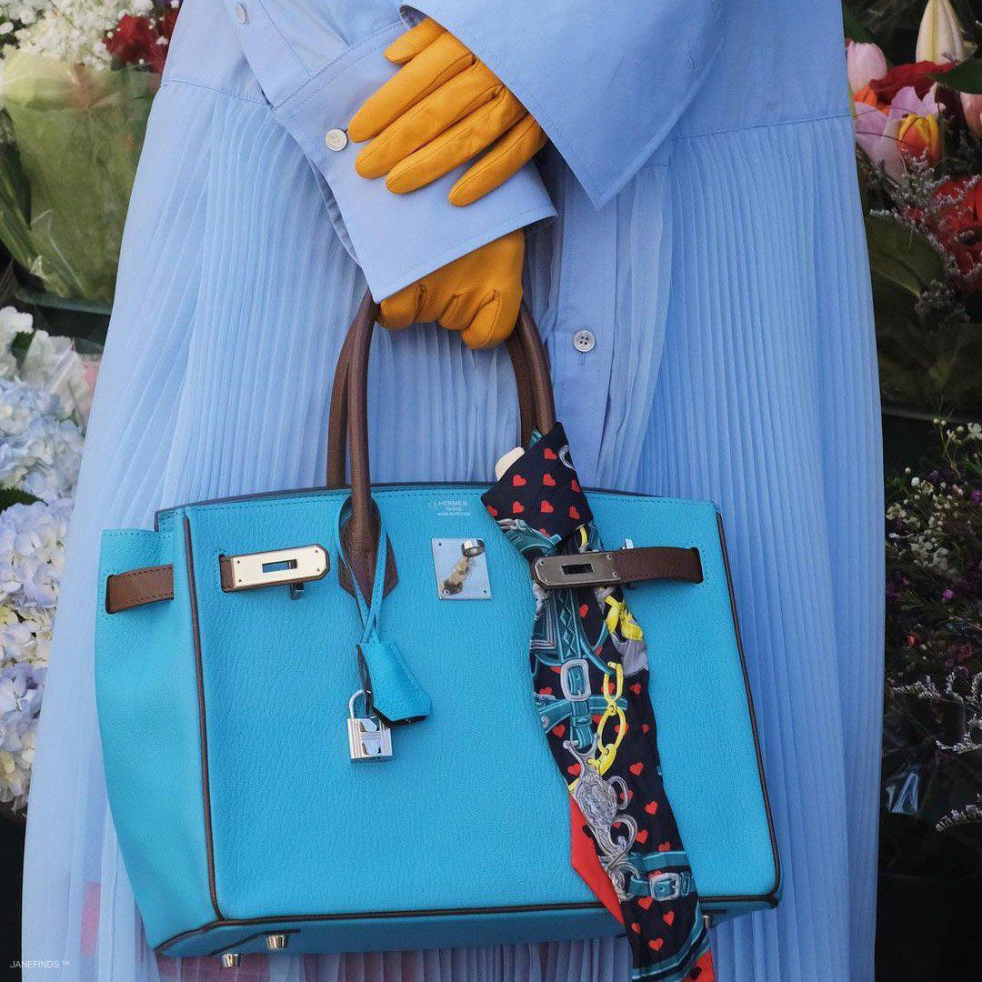 Hermes HSS Birkin 30 Blue Aztec & Havane Chevre with Palladium Hardware Hermes