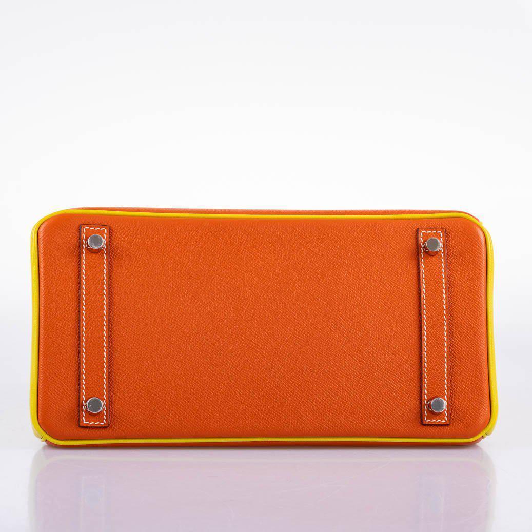Hermes HSS Birkin 30 Feu & Lime Epsom with Brushed Palladium Hardware Hermes