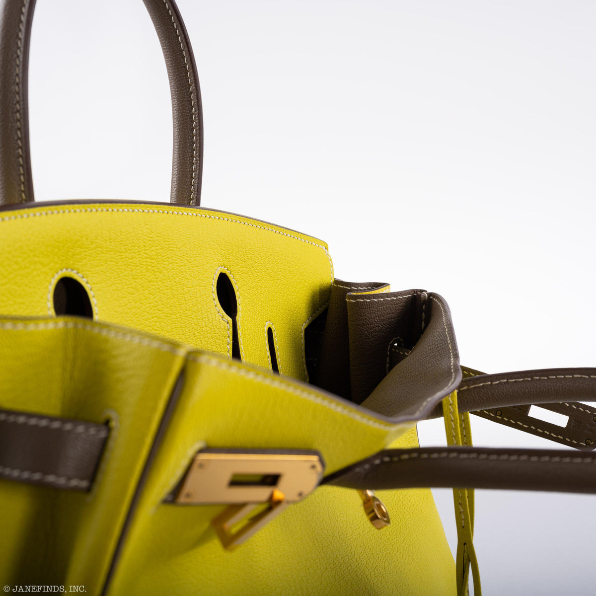 Hermes HSS Birkin 30 Lime & Etoupe Chevre with Gold Hardware Hermes