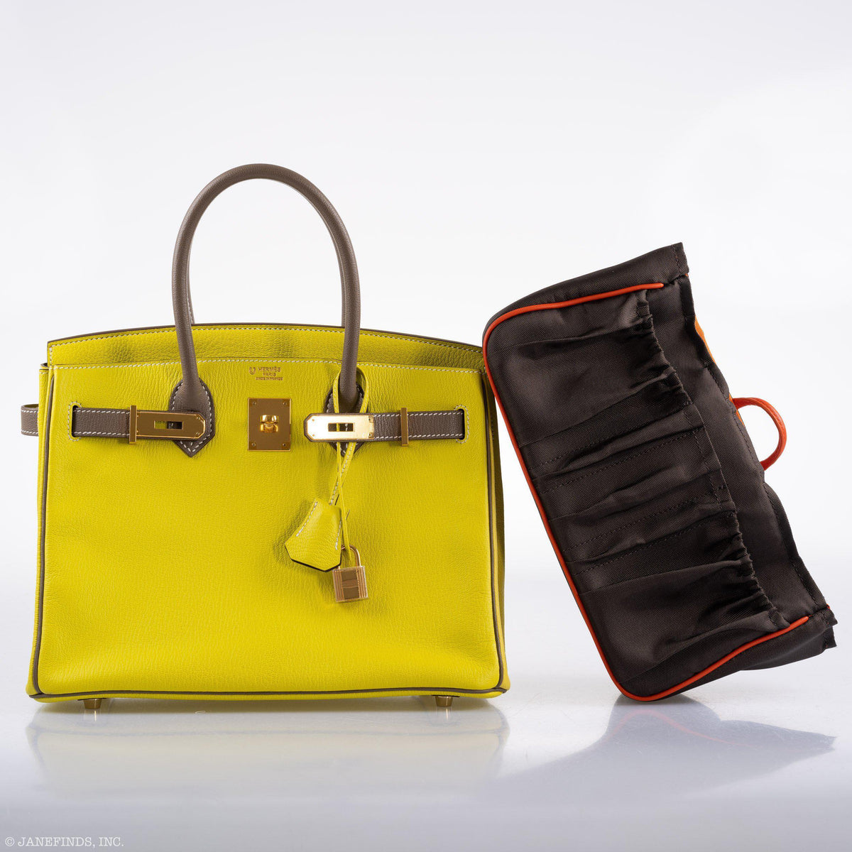 Hermes HSS Birkin 30 Lime & Etoupe Chevre with Gold Hardware Hermes