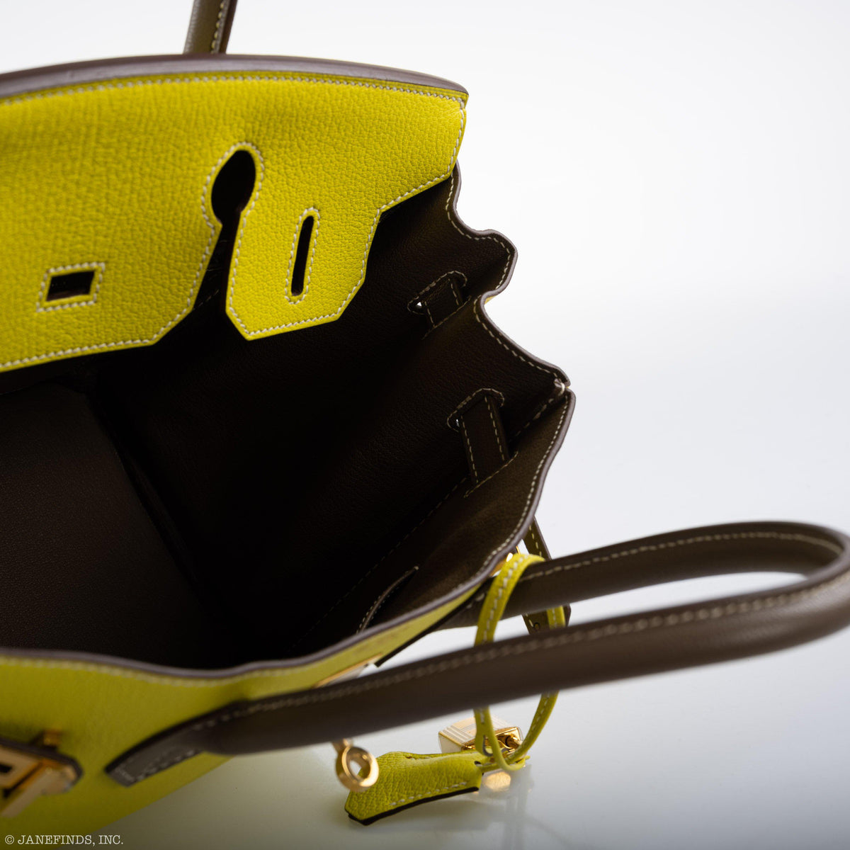 Hermes HSS Birkin 30 Lime & Etoupe Chevre with Gold Hardware Hermes