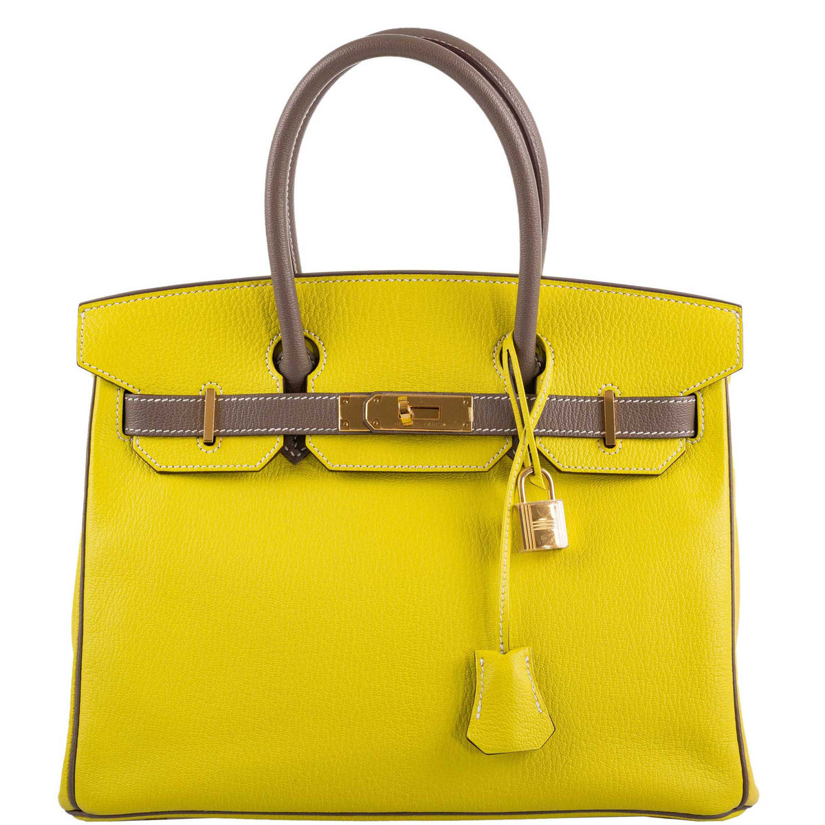 Hermes HSS Birkin 30 Lime & Etoupe Chevre with Gold Hardware Hermes