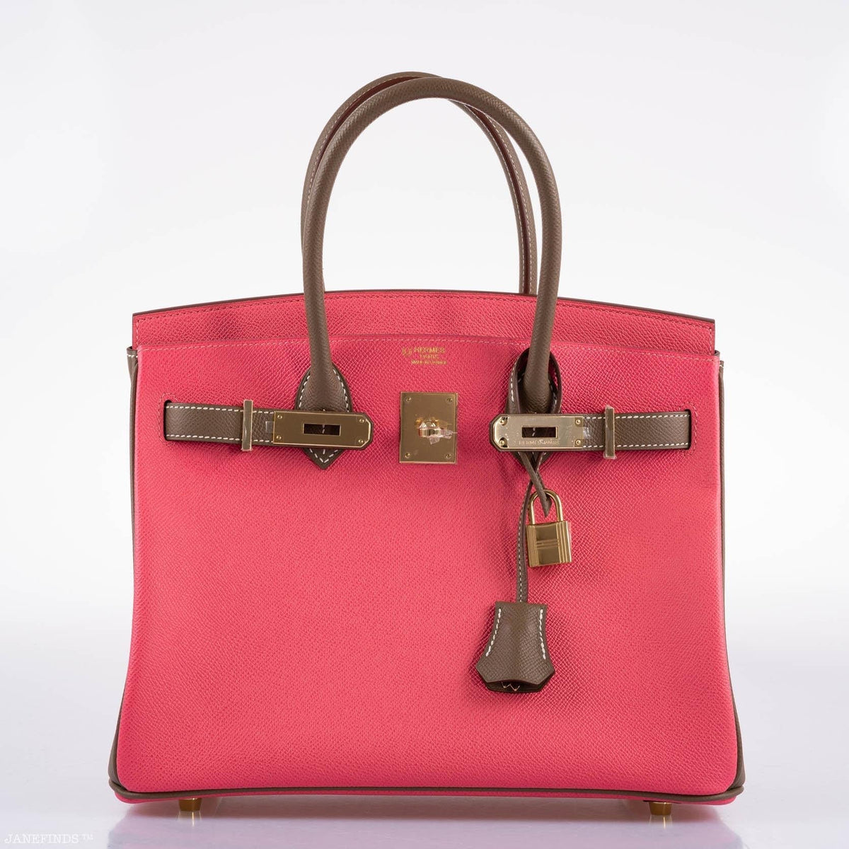 Hermes HSS Birkin 30 Rose Azalee & Etoupe Epsom with Permabrass Hardware Hermes