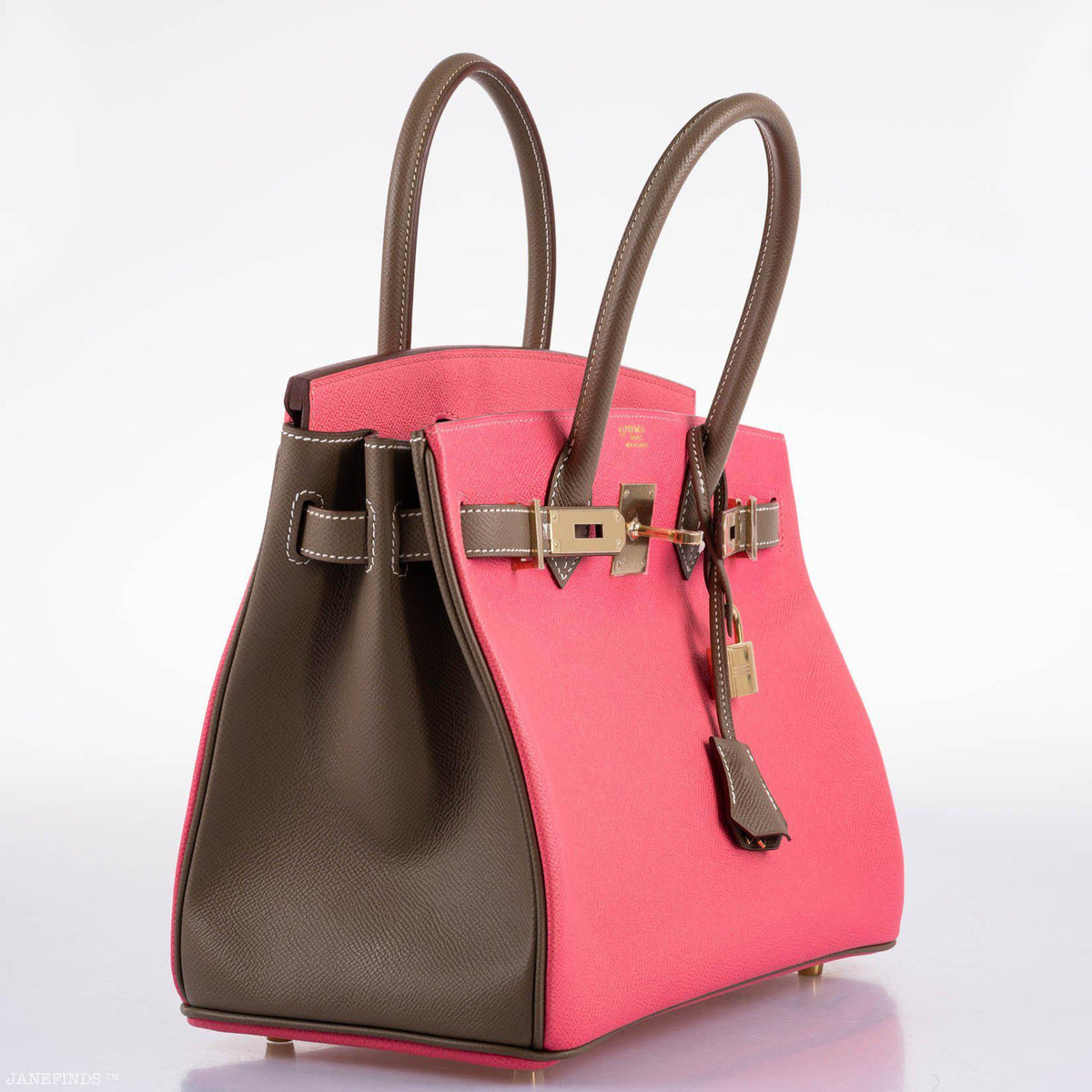 Hermes HSS Birkin 30 Rose Azalee & Etoupe Epsom with Permabrass Hardware Hermes
