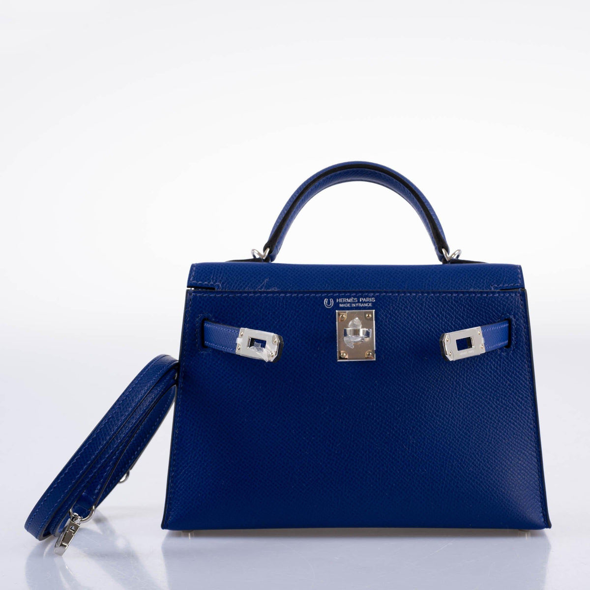 Hermes HSS Kelly 20 Mini II Sellier Blue Electric & Black Interior Epsom Palladium Hermes