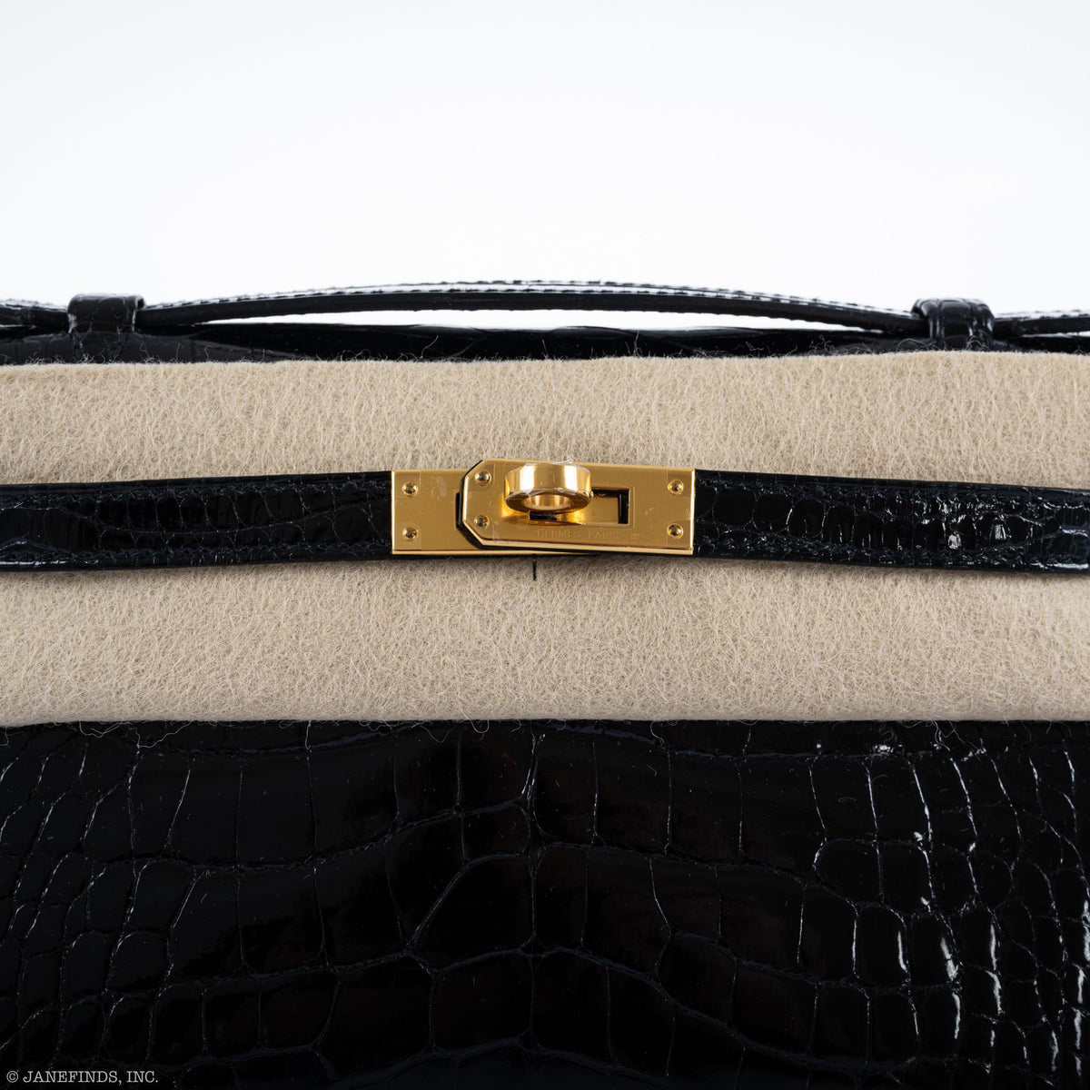 Hermes JPG Kelly Pochette Black Alligator with Gold Hardware Hermes