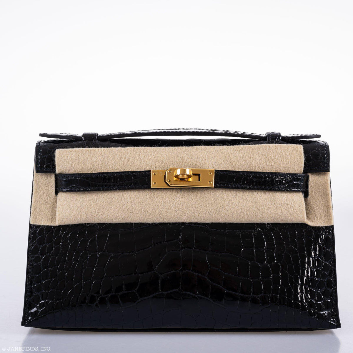 Hermes JPG Kelly Pochette Black Alligator with Gold Hardware Hermes