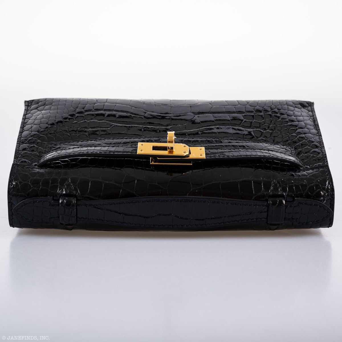 Hermes JPG Kelly Pochette Black Alligator with Gold Hardware Hermes