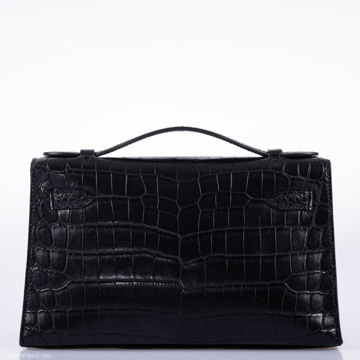 Hermes JPG Kelly Pochette Black Matte Niloticus Crocodile Palladium Hardware Hermes