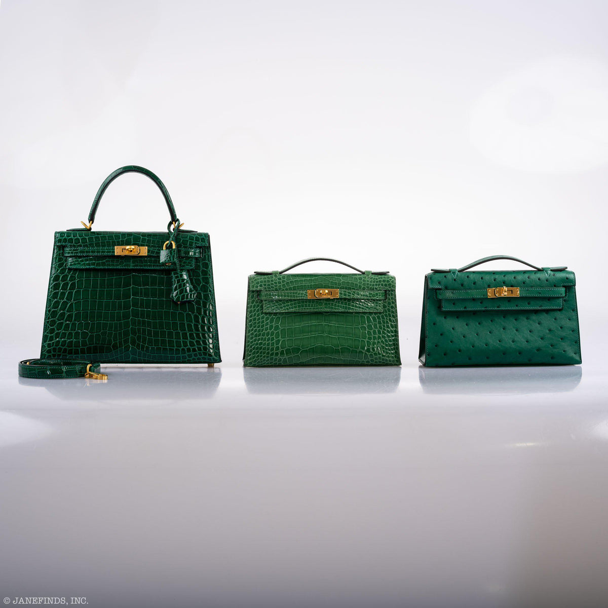 Hermes JPG Kelly Pochette Cactus Alligator with Gold Hardware Hermes