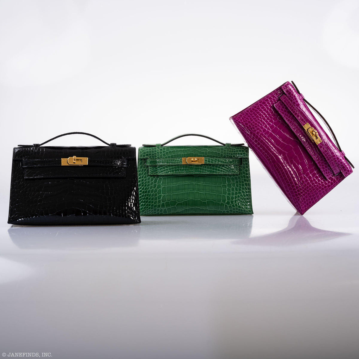 Hermes JPG Kelly Pochette Cactus Alligator with Gold Hardware Hermes