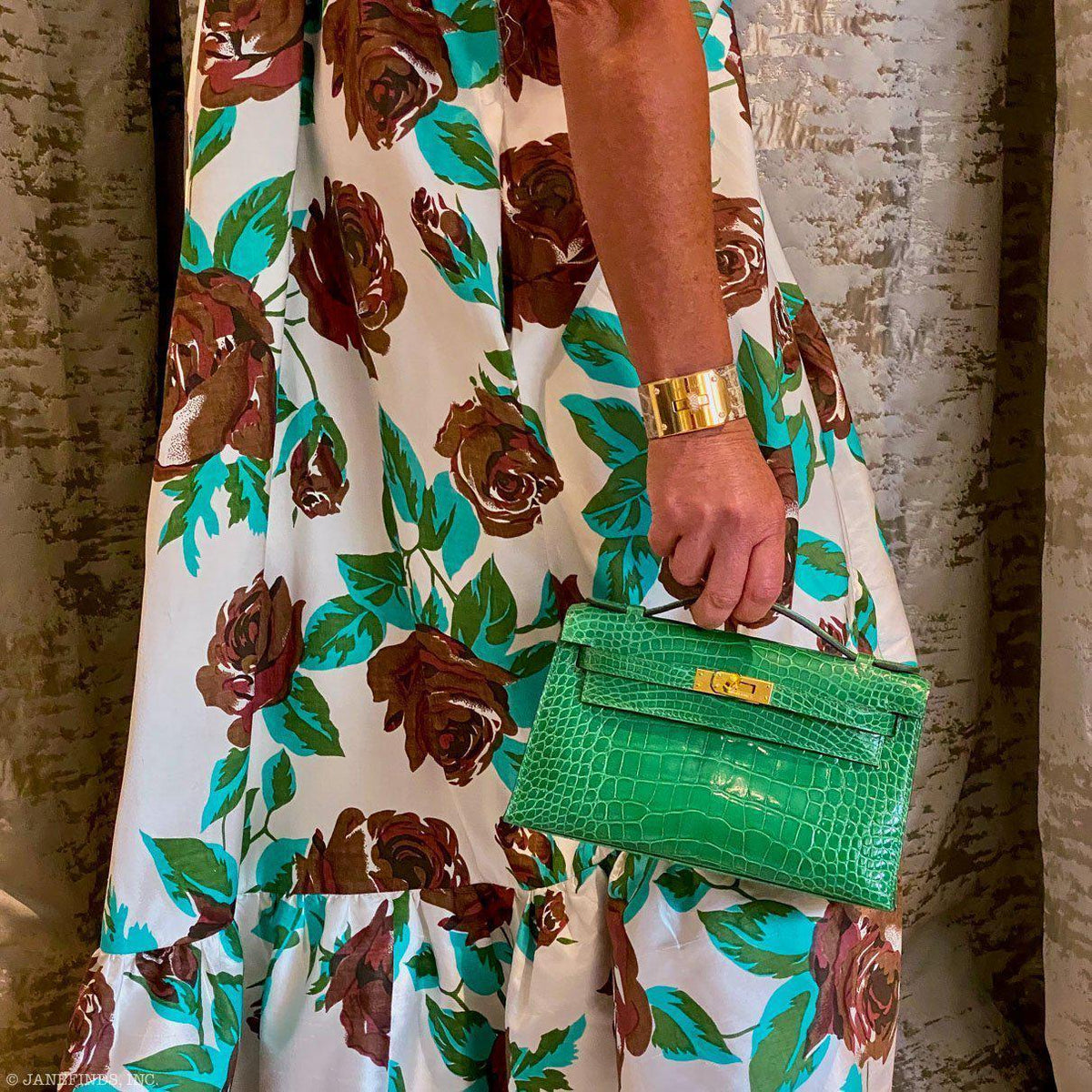 Hermes JPG Kelly Pochette Cactus Alligator with Gold Hardware Hermes