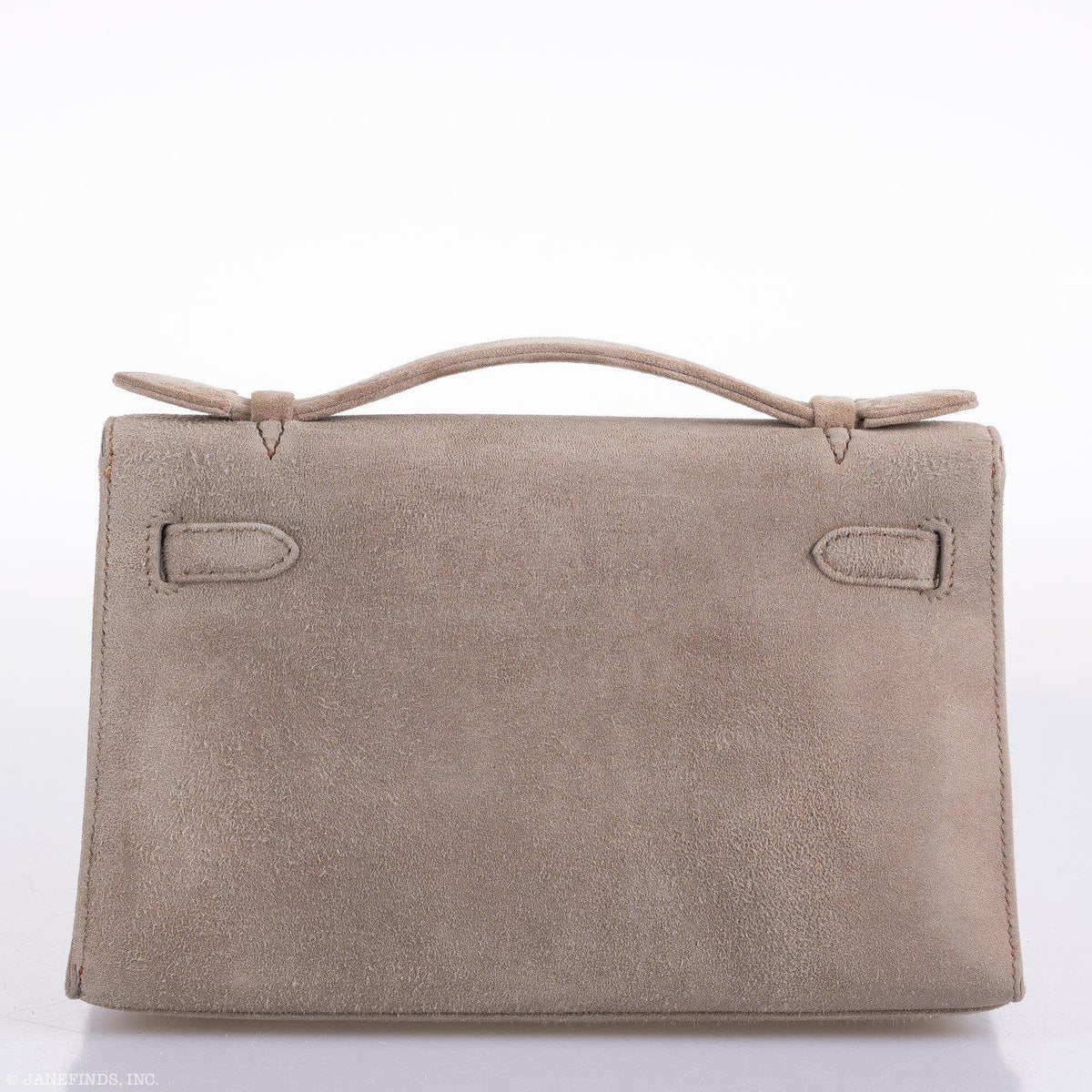 Hermes JPG Kelly Pochette Gris Pale Veau Doblis Suede Gold Hardware Hermes