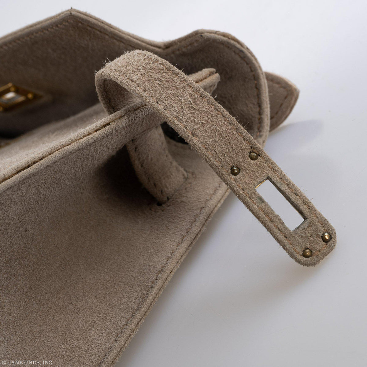 Hermes JPG Kelly Pochette Gris Pale Veau Doblis Suede Gold Hardware Hermes