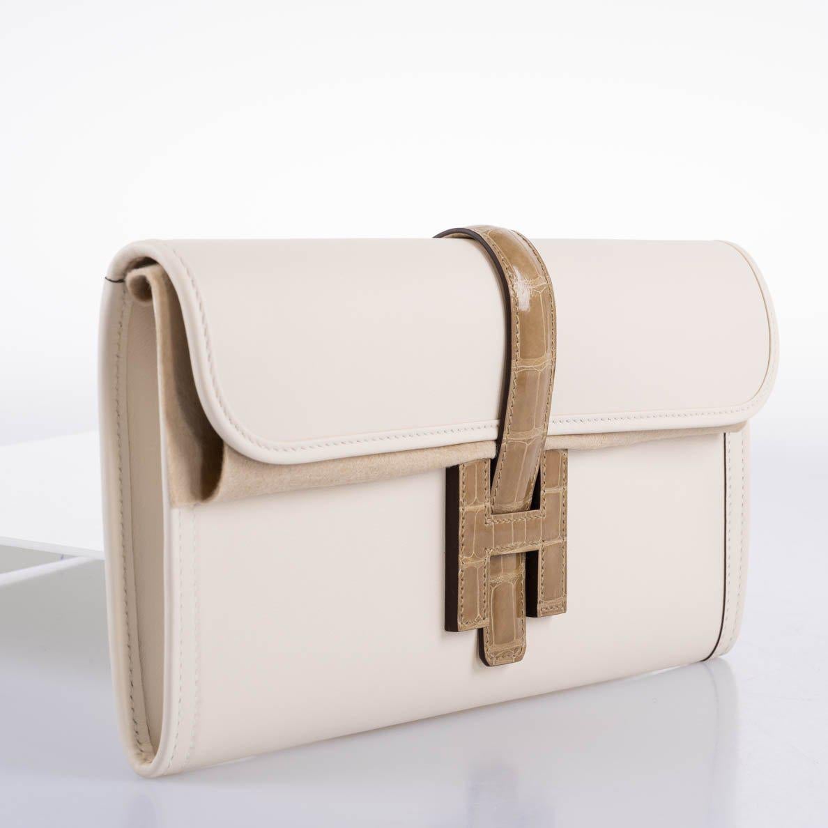 Hermes Jige Elan 29 Touch Nata Beige Swift Leather & Sable Alligator Hermes