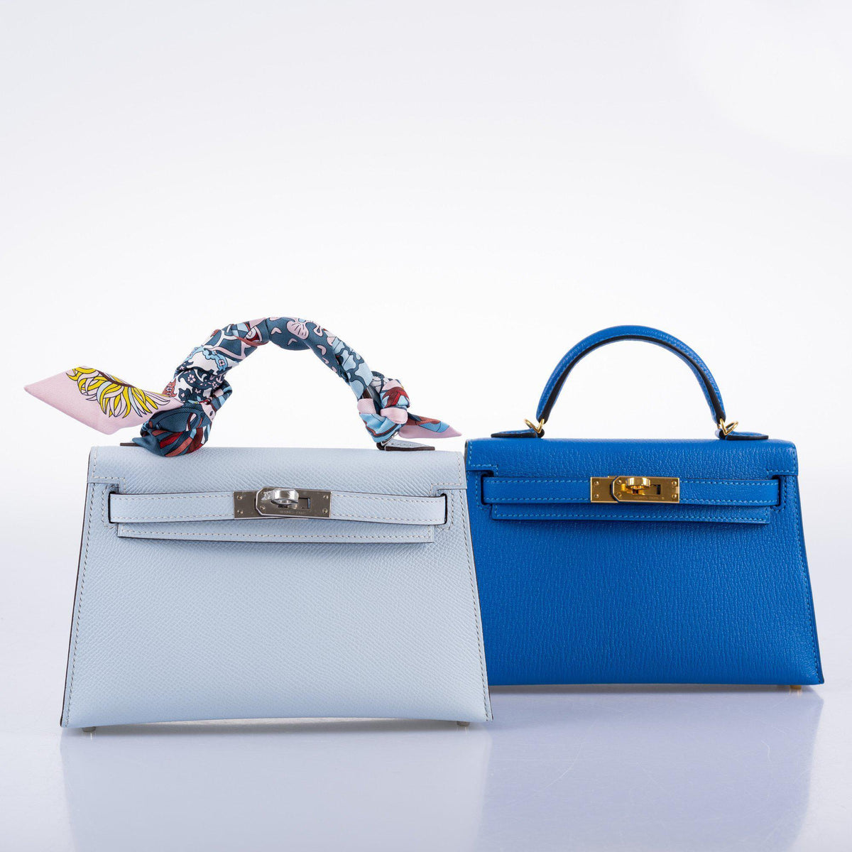 Hermes Kelly 20 Mini II Bleu Brume Hydra Epsom Palladium Hardware Hermes