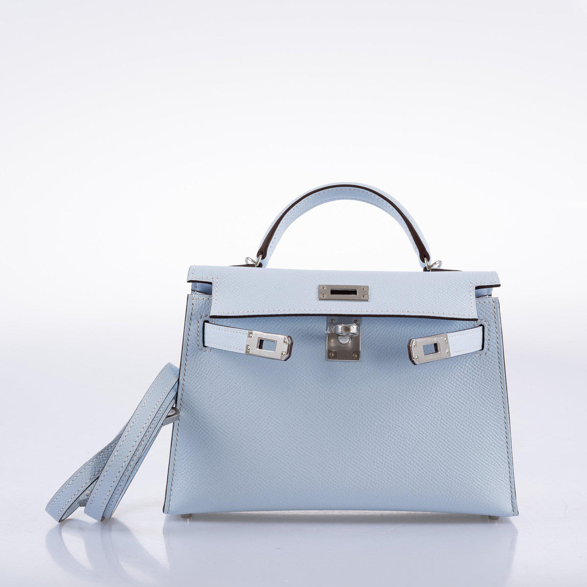 Hermes Kelly 20 Mini II Bleu Brume Hydra Epsom Palladium Hardware Hermes