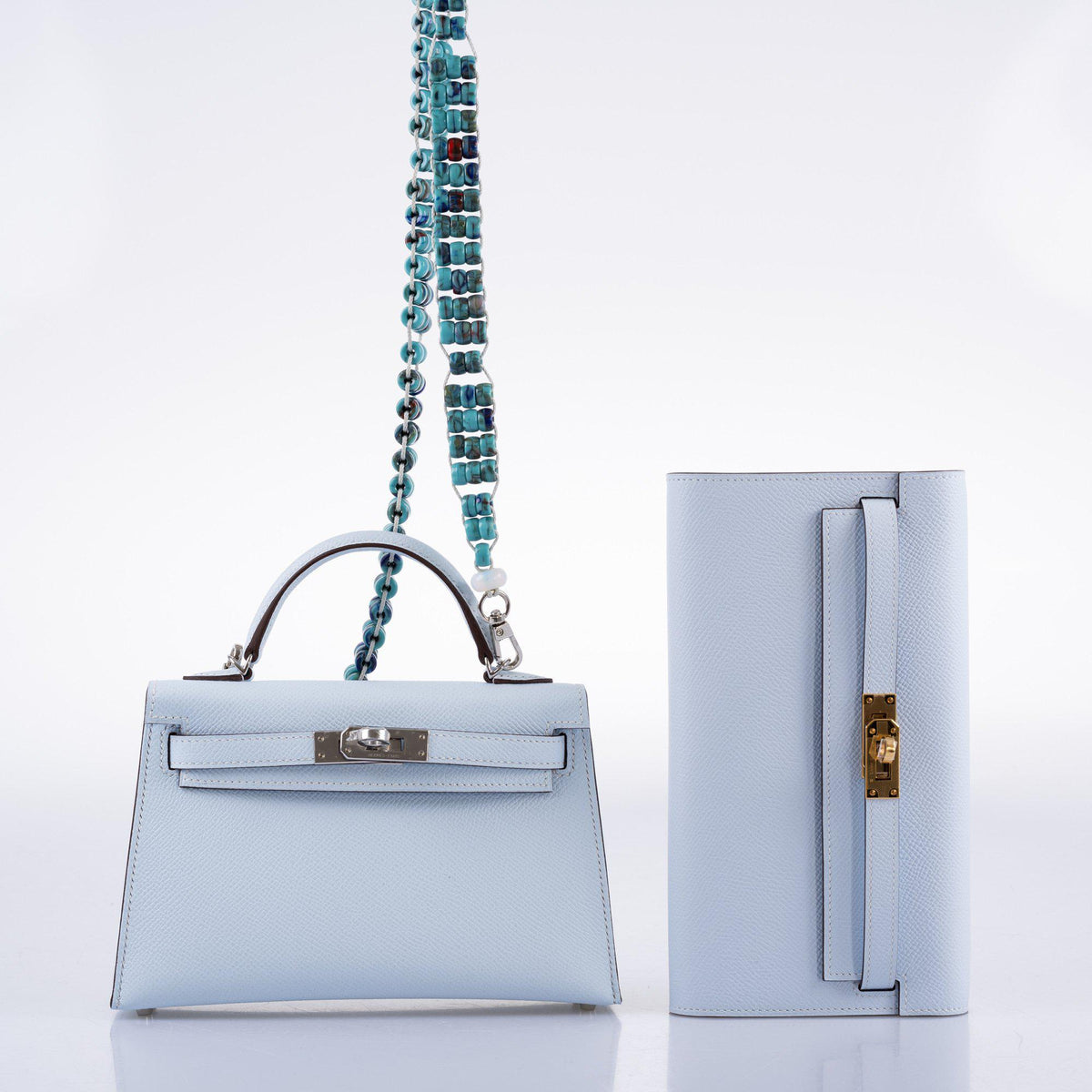 Hermes Kelly 20 Mini II Bleu Brume Hydra Epsom Palladium Hardware Hermes