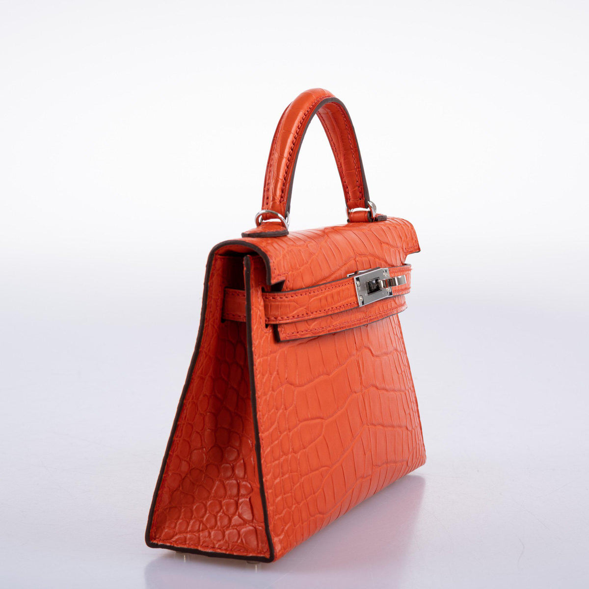 Hermes Kelly 20 Mini II Poppy Matte Alligator Palladium Hardware Hermes