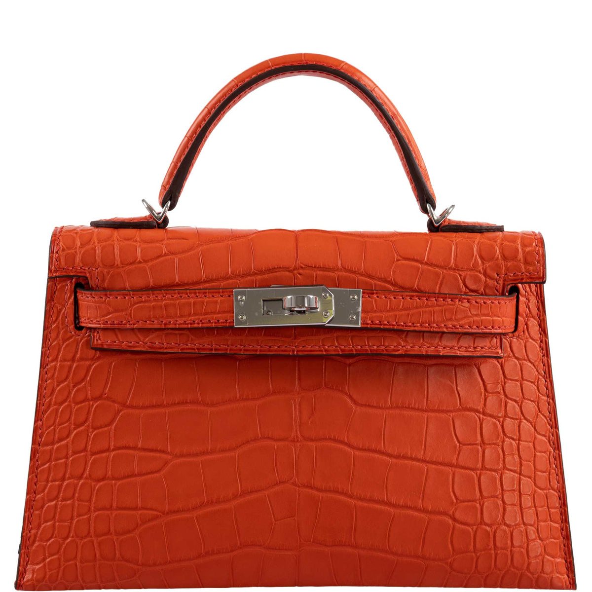 Hermes Kelly 20 Mini II Poppy Matte Alligator Palladium Hardware Hermes
